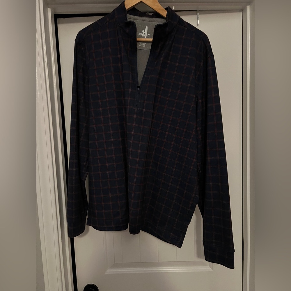 EUC Johnnie O Microfleece Quarter zip size Large - blue/red check
